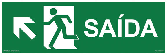 S13 - Saída de Emergência - Seta Acima Esquerda - Fotoluminescente