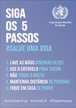 Prevenção Coronavírus - COVID-19: OMS - 5 Passos